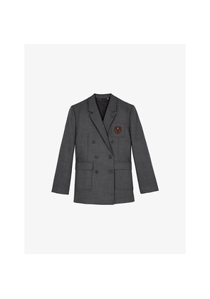 Womens The Kooples Crest Double-Breasted Wool Blazer