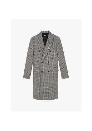 Mens The Kooples Dogtooth Double-Breasted Wool Coat