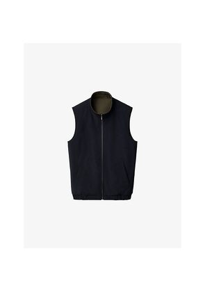 Mens Eton Reversible Zip-Up Stretch Wool-Blend Gilet