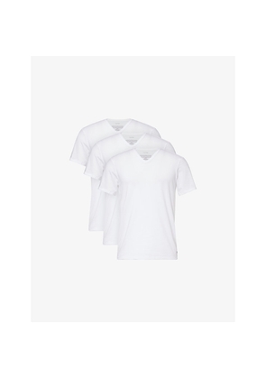 Mens Calvin Klein V-Neck Short-Sleeves Pack Of Three Stretch-Cotton Blend T-Shirt