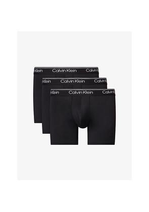 Mens Calvin Klein Microfiber Branded Pack Of Three Stretch-Woven Boxer Briefs