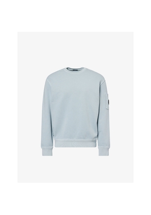 Mens Cp Company Logo-Patch Crewneck Cotton Jumper