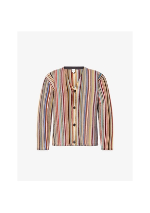 Mens Paul Smith Signature Stripe Wool and Alpaca Cardigan