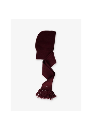 Womens Damson Madder Tassel Hooded Wool Scarf