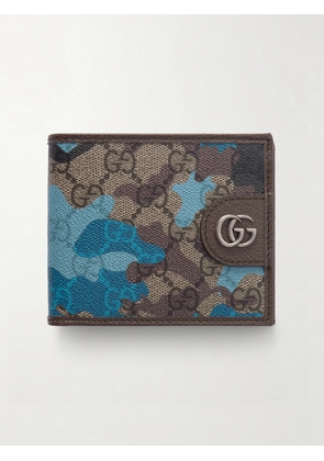 Gucci - Leather-Trimmed Printed Coated-Canvas Billfold Wallet - Men - Brown