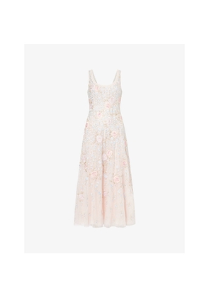 Womens Needle And Thread Cressida Floral-Embroidered Mesh Midi Dress