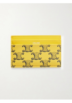 CELINE - Monogrammed Coated-Canvas and Leather Cardholder - Men - Yellow