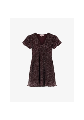 Womens Omnes Kristen Polka-Dot Chiffon Mini Dress