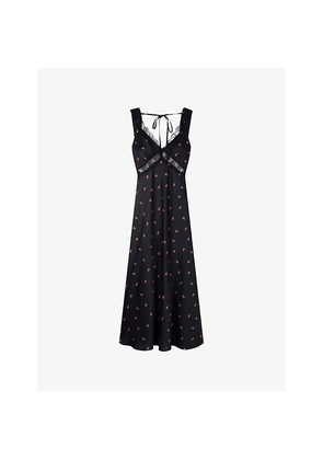 Womens Omnes Aurelia Floral-Print Satin Maxi Dress