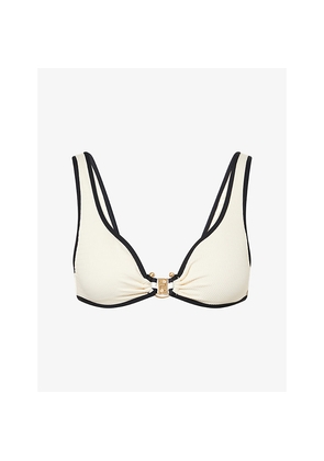 Womens Seafolly Beach Bound Ring Contrast-Trim Bikini Top