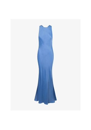 Womens Omnes Jai Draped-Back Satin Maxi Dress