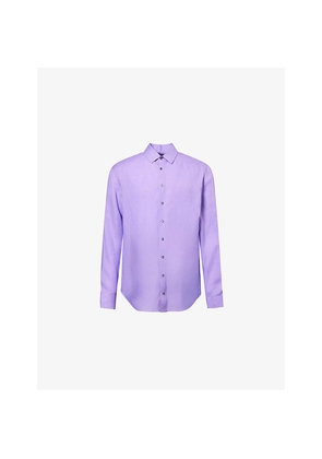 Mens Giorgio Armani Relaxed-Fit Long-Sleeve Linen Shirt