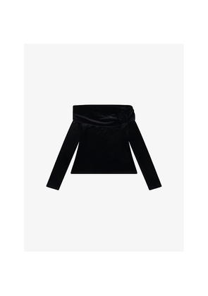 Womens Omnes Paris Rose-Appliqué Stretch-Velvet Top