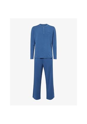 Mens Calvin Klein Ultra Soft Long-Sleeves Stretch-Woven Pyjama Set