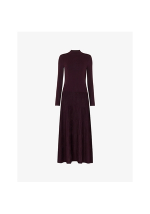 Womens Whistles Funnel-Neck Pleated-Knit Midi Dress