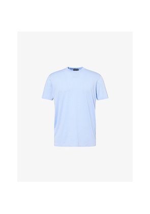 Mens Tom Ford Brand-Embroidery Crewneck Woven T-Shirt