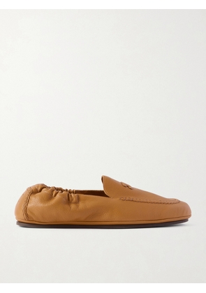 CELINE - Logo-Appliquéd Leather Loafers - Men - Brown - EU 40
