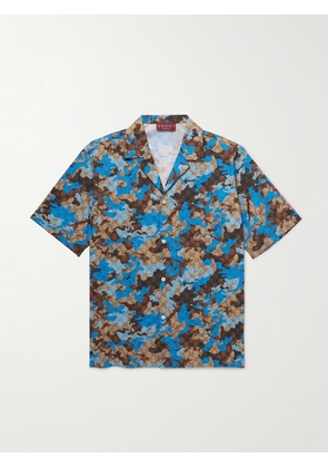 Gucci - Camp-Collar Printed Cotton-Poplin Shirt - Men - Blue - IT 50