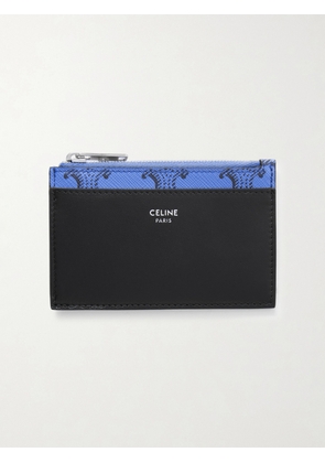 CELINE - Monogrammed Coated-Canvas and Leather Cardholder - Men - Blue