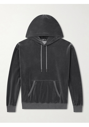 TOM FORD - Cotton-Blend Velour Hoodie - Men - Gray - IT 48