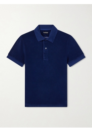 TOM FORD - Slim-Fit Cotton-Blend Terry Polo Shirt - Men - Blue - IT 44