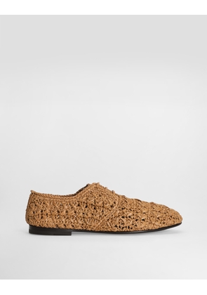 Dolce & Gabbana Woven Raffia Derby Shoes - Man Lace-ups Beige 42