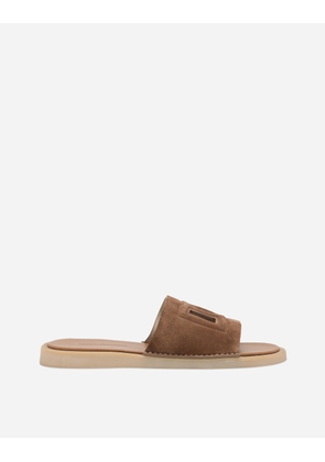 Dolce & Gabbana Suede Sliders - Man Sandals And Slides Brown 40