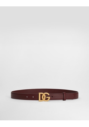 Dolce & Gabbana Calfskin Belt With Dg Logo - Woman Belts Bordeaux Leather 80