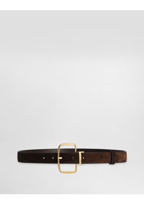Dolce & Gabbana Split Calfskin Belt With Dg Logo - Woman Belts Brown 85