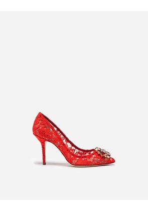 Dolce & Gabbana Pump In Taormina Lace With Crystals - Woman Pumps And Slingback Red Lace 37