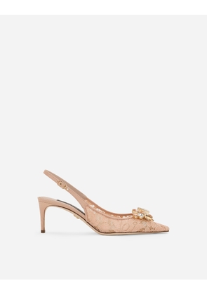 Dolce & Gabbana Rainbow Lace Slingbacks In Lurex Lace - Woman Pumps And Slingback Pink Lace 38