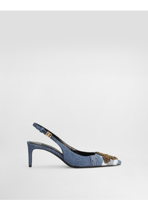 Dolce & Gabbana Denim Patchwork Slingback With Embroidery - Woman Pumps And Slingback Multi-colored 35.5
