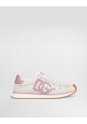 Dolce & Gabbana Dg Cushion Sneakers In Lace And Fabric - Woman Sneakers Pink 36.5