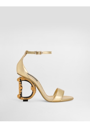 Dolce & Gabbana Nappa Mordore Sandals With Baroque Dg Heel - Woman Sandals And Wedges Gold Leather 36.5