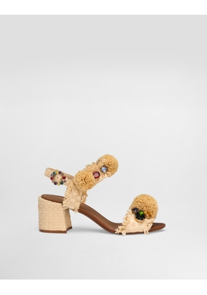 Dolce & Gabbana Embroidered Sandal With Fringes - Woman Sandals And Wedges Multicolor 37.5