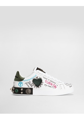 Dolce & Gabbana Portofino Calfskin Sneakers - Man Sneakers Multicolor 40.5