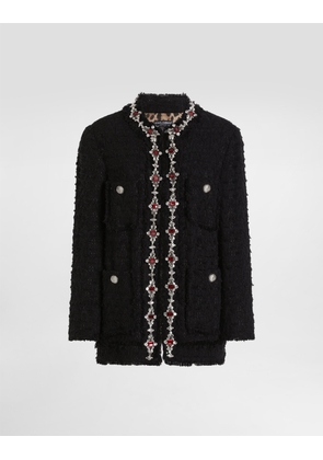 Dolce & Gabbana Wool Jacket With Embroidered Trim - Woman Coats And Jackets Black 44