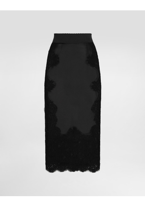 Dolce & Gabbana Satin Midi Skirt - Woman Skirts Black 44