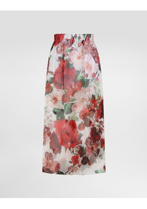Dolce & Gabbana Rose-print Chiffon Calf-length Skirt - Woman Skirts Print 46