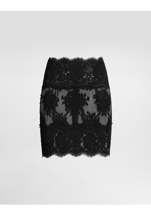 Dolce & Gabbana Short Skirt In Chantilly Lace - Woman Skirts Black Lace 50