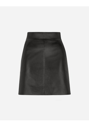 Dolce & Gabbana Short Leather Skirt - Woman Skirts Black 46