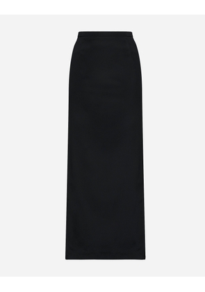 Dolce & Gabbana Cady Calf-length Skirt With Slits - Woman Skirts Black Fabric 36