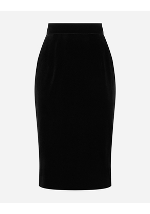 Dolce & Gabbana Velvet Midi Pencil Skirt - Woman Skirts Black 52