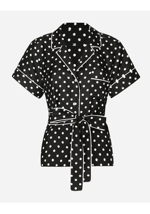 Dolce & Gabbana Short-sleeved Silk Pajama Shirt With Polka-dot Print - Woman Shirts And Tops Print 40