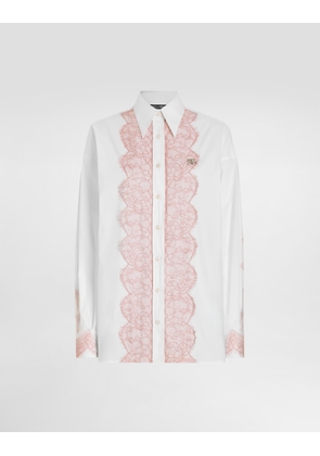 Dolce & Gabbana Oversize Cotton Poplin Shirt With Lace Appliqués - Woman Shirts And Tops White Cotton 40