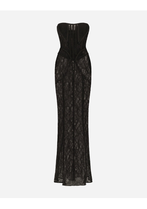 Dolce & Gabbana Long Lace Corset Dress - Woman Dresses Black Lace 46