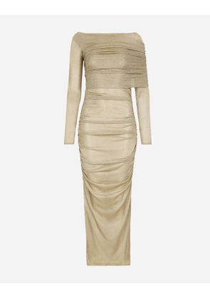 Dolce & Gabbana Lurex Mesh Calf-length Skirt - Woman Dresses Gold Fabric 38