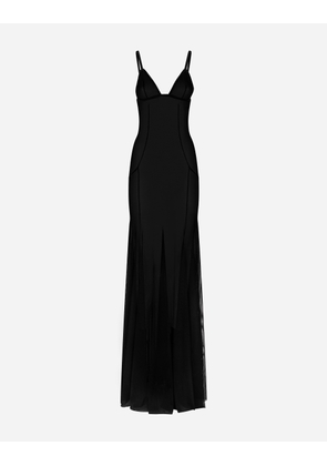 Dolce & Gabbana Long Tulle Slip Dress - Woman Dresses Black Tulle 46