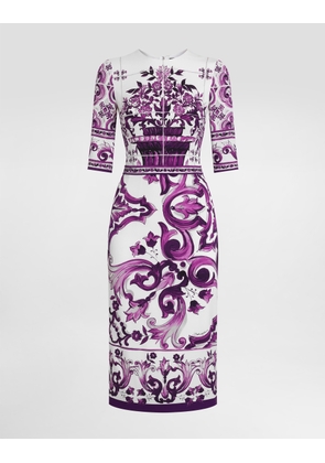 Dolce & Gabbana Majolica-print Charmeuse Dress - Woman Dresses Multicolor 38