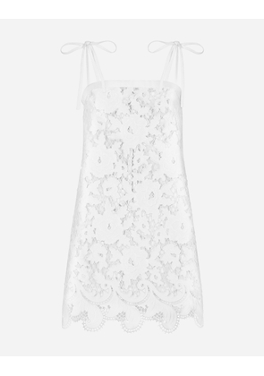Dolce & Gabbana Cotton Minidress With Floral Openwork Embroidery - Woman Dresses White 38